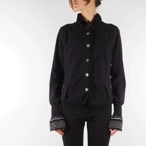 Marithé + François Girbaud Black Blazer with Knit Frill Sleeves